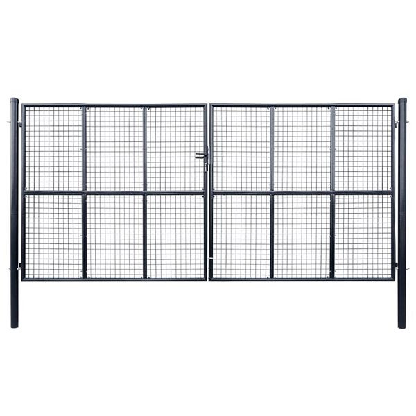 vidaXL Mesh-Gartentor Verzinkter Stahl 400 x 200 cm Grau, 143379