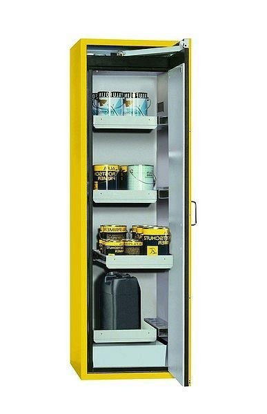 asecos Sicherheitsschrank S-CLASSIC-90, S90.196.060.WDASR in sicherheitsgelb RAL 1004 mit 3x Auszugswanne Standard (Stahlblech), 30230-002-33464