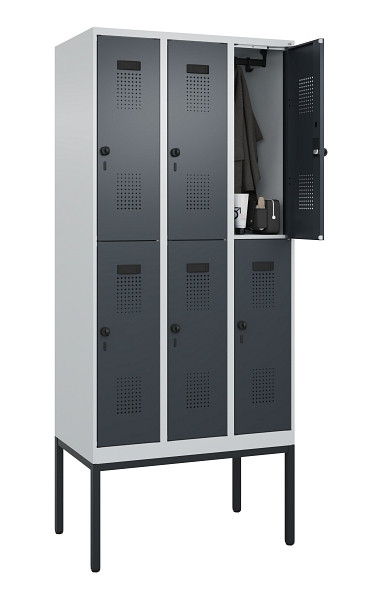 C+P Doppelstock-Spind Evolo PLUS, Gestell, 6 Fächer, 2120x900x500mm, 7035/7016, Drehriegel, 0493307-30 S10012