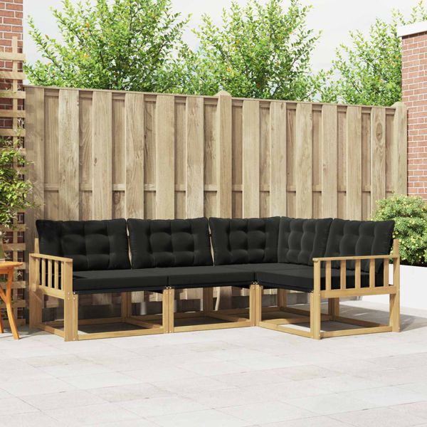 vidaXL Outdoor-Sofagarnitur mit Kissen 4-teilig Weiß und Schwarz, 3388634