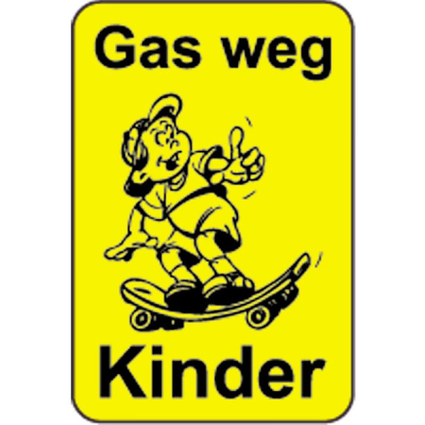 Stein HGS Kinderhinweisschild/Verkehrszeichen Gas weg Kinder, 500x750mm, Grund: gelb lackiert, 14773