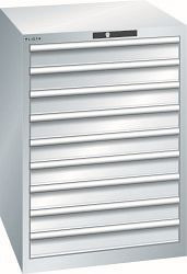LISTA Schubladenschrank 36x36E (BxTxH) 717x725x1000mm AUTO Lock, Lichtgrau, 9 Schubladen, Traglast Schubladen: 200 kg, 78.650.020.A