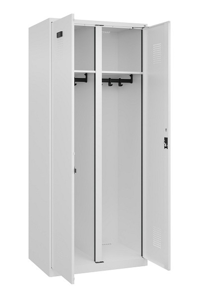 C+P Schwarz-Weiß-Spind Evolo PLUS, 2 Abteile, 1850x800x500mm, 9016/9016, Zylinderschloss, 049002-22 S10047