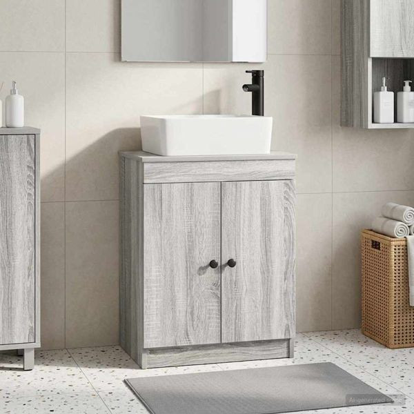 vidaXL Badezimmerschrank mit Waschbecken Grau Sonoma 54 x 35 x 83 cm, 890135