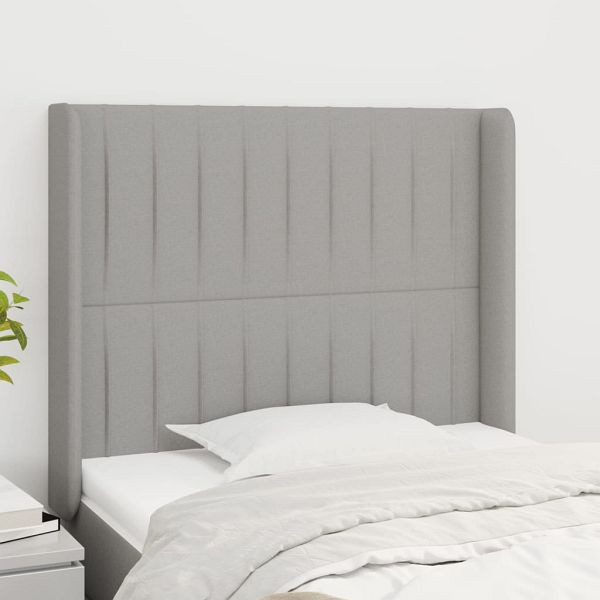 vidaXL Kopfteil mit Ohren Hellgrau 93x16x118/128 cm Stoff, 3119800