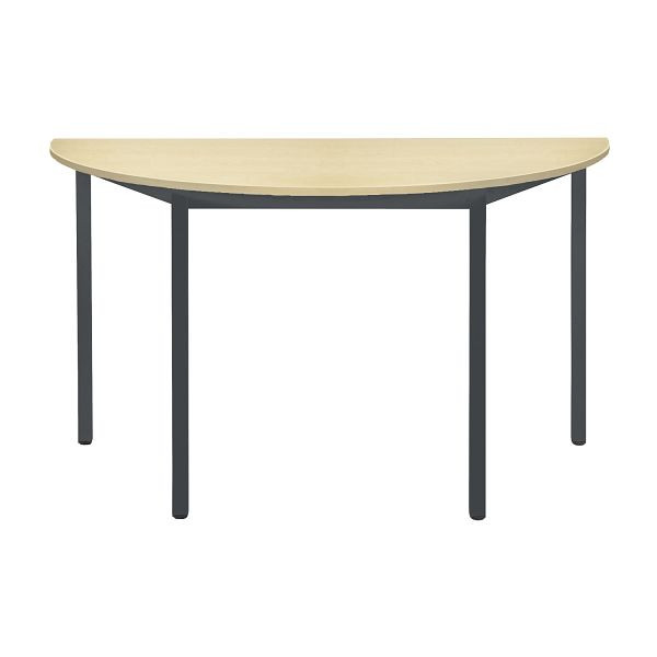 Bisley Mehrzwecktisch, Halbrund, Breite 1400 mm, Tiefe 700 mm, 19mm Tischstärke, 334 anthrazitgrau x MP ahorn, MTH1407MP334
