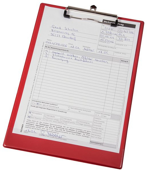 Eichner Klemmbrett DIN A 4, Rot, VE: 5 Stück, 9015-00534