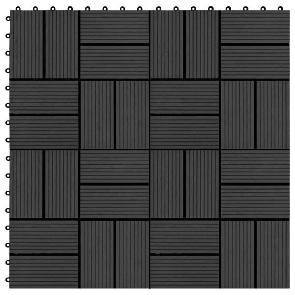 vidaXL 22 Stück Terrassenfliesen 30 x 30 cm 2 qm WPC Schwarz, 277808