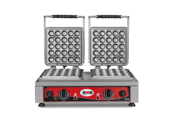 GMG Waffeleisen Lokmia-D, 2x (Ø 25 x 3,5cm x 1,7cm / 3,4cm), 50° bis 300°C feste Backplatte aus Gusseisen, umlaufende Fettfangrinne, KGW-27D