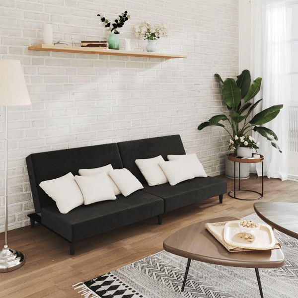 vidaXL Schlafsofa 2-Sitzer Schwarz Samt, Füllung: Schaumstoff, 375735