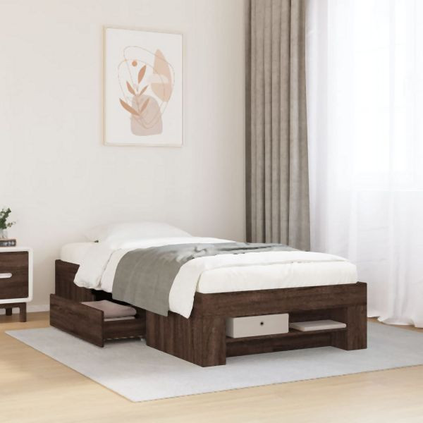 vidaXL Bettgestell ohne Matratze Braun Eiche 90x200 cm Holzwerkstoff, 3295498