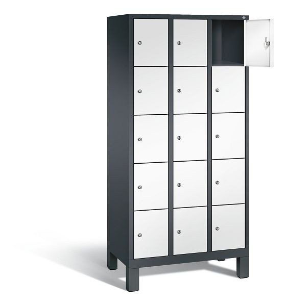 C+P Schließfachschrank Evolo, H1850xB900xT500mm, Farbe: Schwarzgrau / Verkehrsweiß, 48010-305 S10098