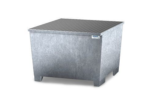 DENIOS Auffangwanne classic-line aus Stahl für 1 IBC, verzinkt, Gitterrost, 273864