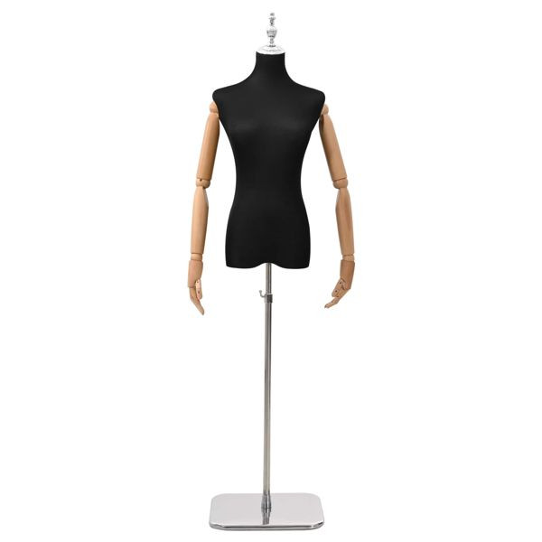 vidaXL Verstellbare Mannequin 165-213 cm mit Fuß Weiblich PP Schwarz, 42041702