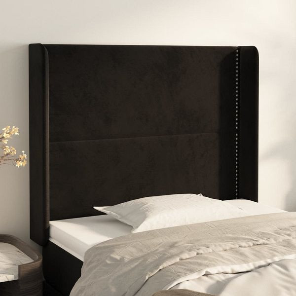 vidaXL Kopfteil mit Ohren Schwarz 93x16x118/128 cm Samt, 3119478