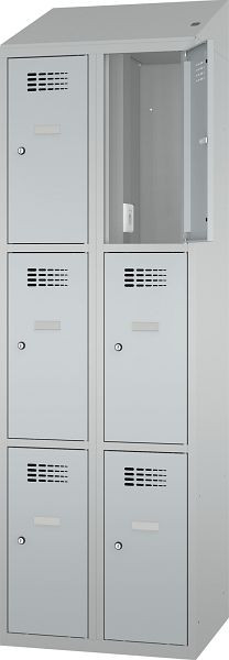 Eurobox Garderobenspind, 2 Abteile 6 Fächer, mit Steckdose, 400 mm, 1200-040203