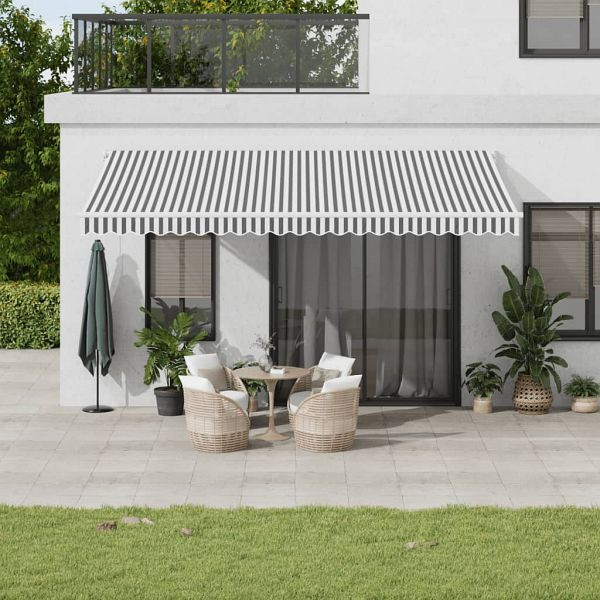 vidaXL Markise Einziehbar Anthrazit und Weiß 5x3 m Stoff und Aluminium, 3216107