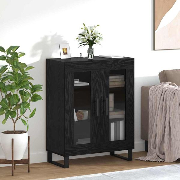 vidaXL Sideboard Schwarz Eichen-Optik 69,5 x 34 x 90 cm Holzwerkstoff, 887209
