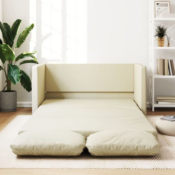 vidaXL Bodensofa mit Schlaffunktion Creme 112x174x55 cm Kunstleder, 353974