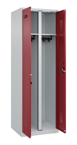 C+P Schwarz-Weiß-Spind Evolo PLUS, 2 Abteile, 1850x600x500mm, 7035/3003, Zylinderschloss, 049002-20 S10031