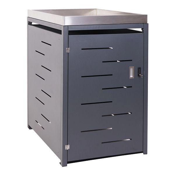 Mendler 1er-Mülltonnenverkleidung HWC-H40, Mülltonnenbox, Pflanzkasten Edelstahl-Metall-Kombi 35kg 117x67x80cm erweiterbar, 73374+73375