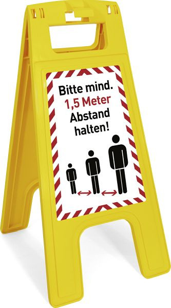 Moedel Warnaufsteller FIX, "Bitte mind. 1,5 Meter Abstand halten!", Kunststoff 280x580 mm, 103761