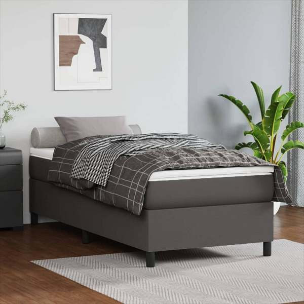 vidaXL Bettgestell Grau 90x190 cm Kunstleder, 3121021, 8720287236825