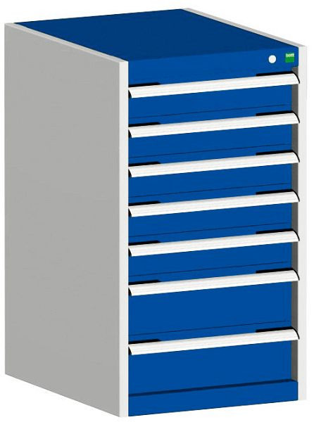 bott cubio Schubladenschrank bestückt mit 7 Schubladen BxTxH: 525 x 650 x 900 mm, RAL 7035/5010, 40018051.11V