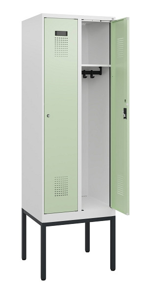 C+P Spind Evolo PLUS, Gestell, 2 Abteile, 1950x600x500mm, 9016/6019, Zylinderschloss, 0490305-20 S10046
