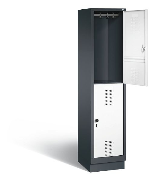 C+P Spind doppelstöckig Evolo, H1800xB420xT500mm, Farbe: Schwarzgrau / Verkehrsweiß, 48320-12 S10097