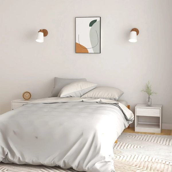 vidaXL Nachttische 2 Stück Weiß 40x31x40 cm Massivholz Kiefer, 808066