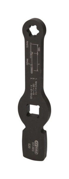 KS Tools 3/4" Schlag-Torx-E-Schlüssel mit 2 Schlagflächen, E20, 517.0910