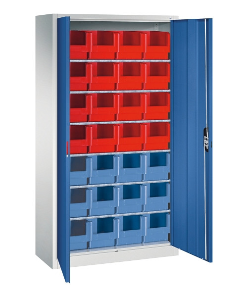 C+P Magazinschrank Serie 13, H1980xB1000xT420mm, 7035/5010, Einlegeböden 6, 133144-22 S10104