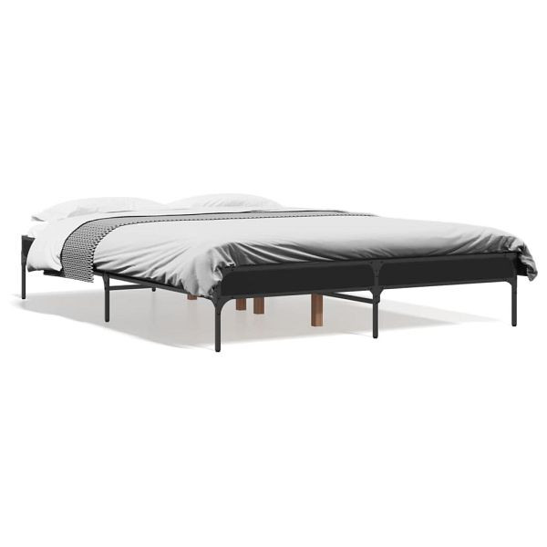 vidaXL Bettgestell Schwarz 135x190 cm Holzwerkstoff und Metall, 845041