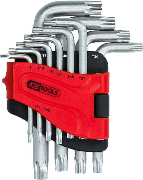 KS Tools Torx-Winkelstiftschlüssel-Satz mit Bohrung, kurz, 10-teilig, TB8-TB50, 151.4840
