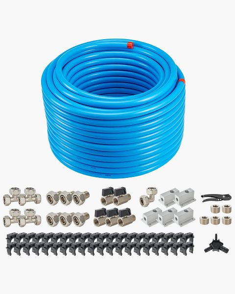 VEVOR Luftkompressor-Leitungssatz 3/4 Zoll x 200 Fuß HDPE-Aluminium-Luftleitungssystem, Blau, YSKQGDXT34IN7ITGEV0