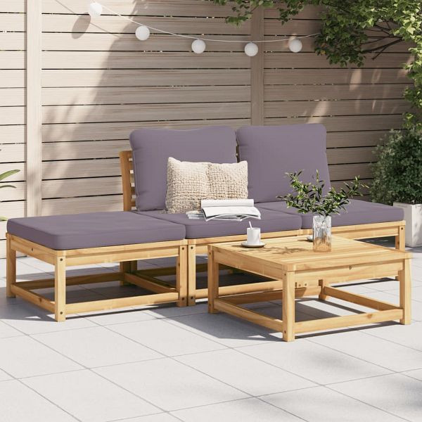 vidaXL 4-teilig Garten-Lounge-Set mit Kissen Massivholz Akazie, 3214326