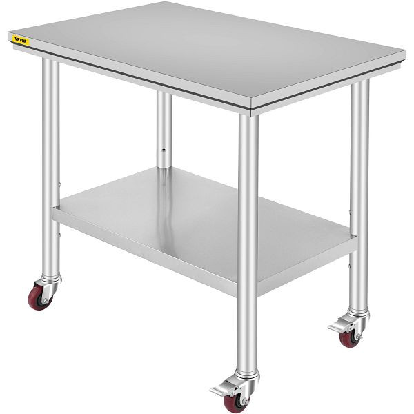 VEVOR Arbeitstisch 91 x 60 x 82 cm Edelstahl Werkbank Arbeitstisch Belastbarkeit 160 kg, SYGZT36X24INDJL01V0