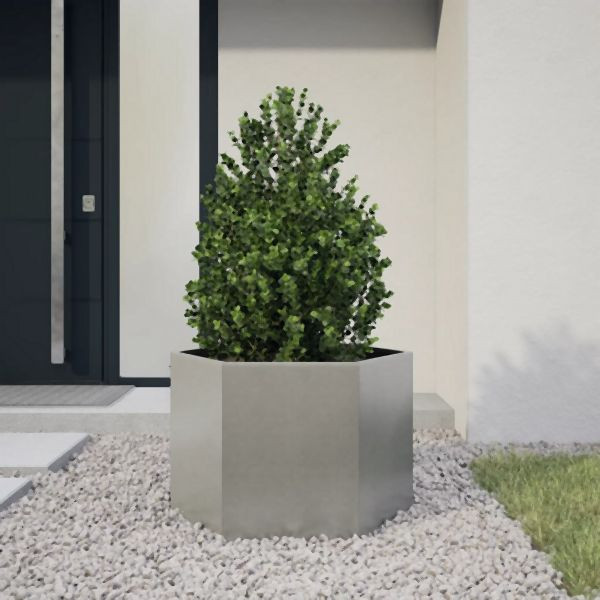 vidaXL Pflanzkübel Sechseckig 69x60x45 Edelstahl, 851126