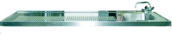 KBS Schanktischabdeckung 1950x700mm mit Aufkantung 2 Becken rechts, 304204