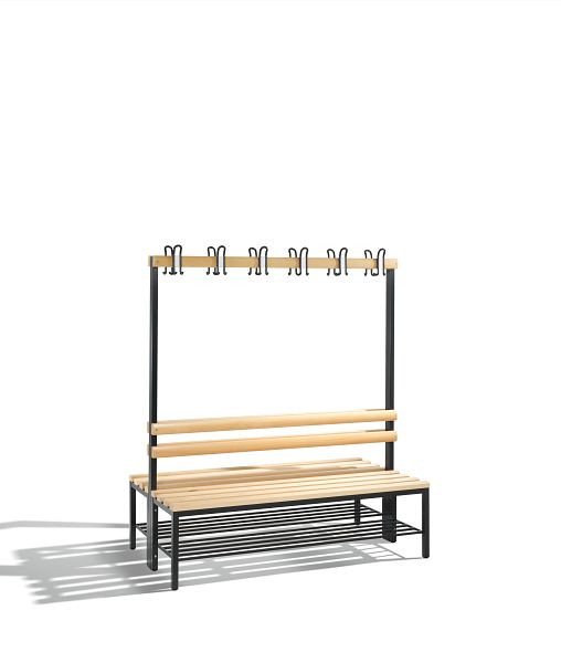 C+P Garderobenbank 2-seitig, H1650xB1500xT750 mm, Schwarzgrau, 8051-210 S10105