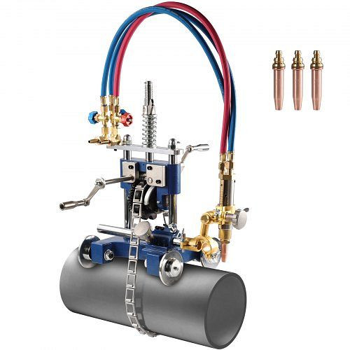 VEVOR Manuelle Rohrschneidemaschine, 5–50,8 mm, 0°-45° Gasschneidemaschine mit Kette, 3 Spitzen, tragbarer Brenner, GDGJJSDGDGJJM7AZX001V0