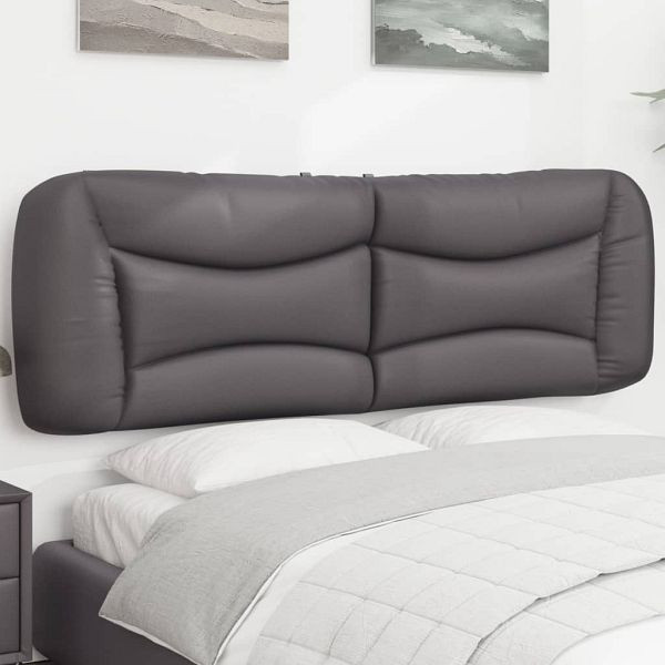 vidaXL Kopfteil-Kissen Grau 160 cm Kunstleder, Polsterung: PP-Faser, 374598