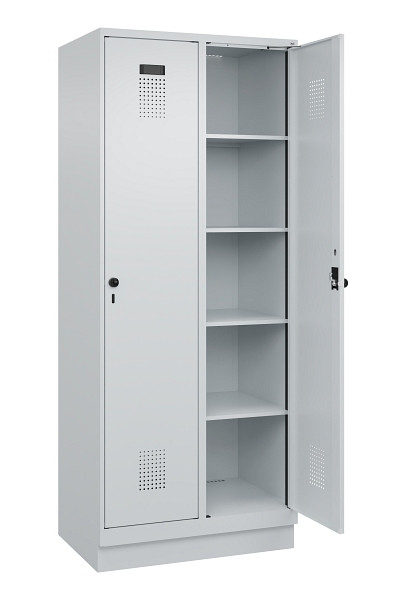 C+P Wäsche-Spind Evolo PLUS, mit Sockel, 2 Abteile, 1950x800x500mm, 7035/7035, Verschluss Drehriegel, Ablageböden 8, 049020-22B S10013