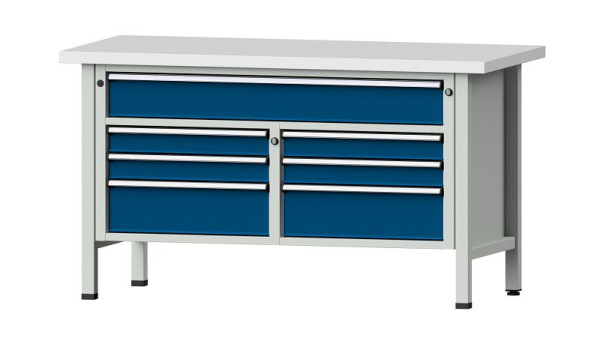ANKE Werkbänke Kastenwerkbank, Modell 258 V, 1500 x 700 x 840 mm, RAL 7035/5010, KSP 40 mm, 304.132