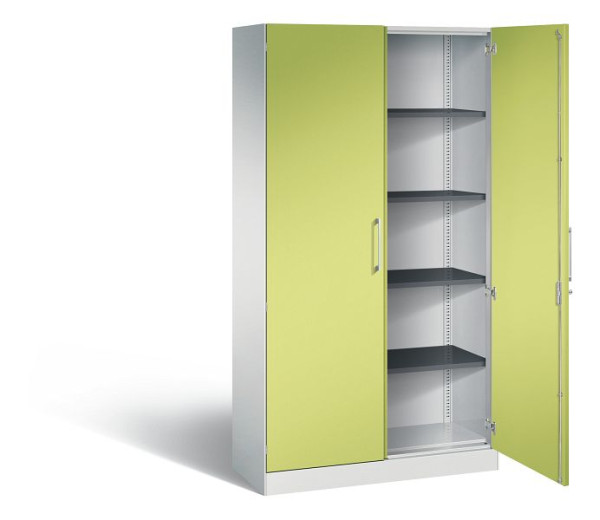 C+P Flügeltürenschrank Asisto, H1980xB1000xT435mm, Farbe: Lichtgrau / Viridingrün, Bügelgriff, 5 OH, 141002-000 S10277