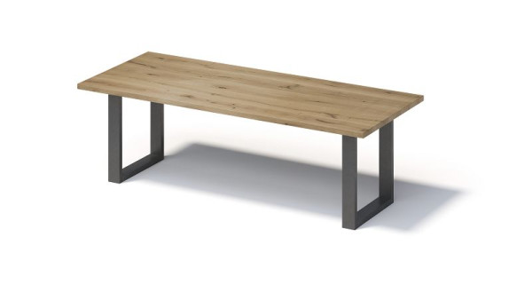 Bisley Fortis Table Regular, 2400 x 1000 mm, gerade Kante, geölte Oberfläche, O-Gestell, Oberfläche: natürlich / Gestellfarbe: blankstahl, F2410OP303