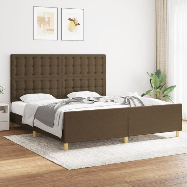 vidaXL Bettgestell mit Kopfteil Dunkelbraun 180x200 cm Stoff, 3125400