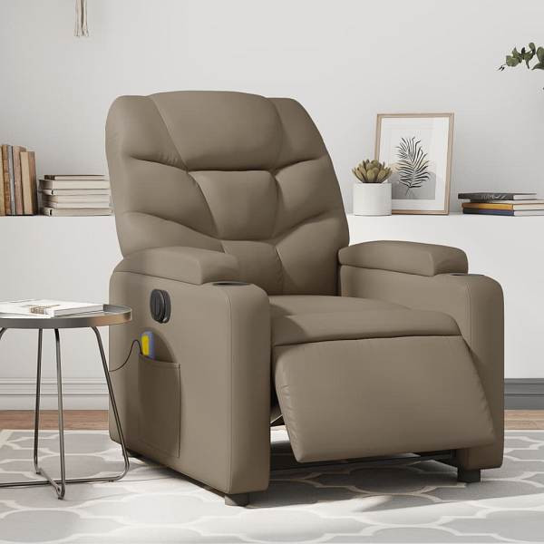 vidaXL Massagesessel Elektrisch Cappuccino-Braun Kunstleder, 3204657