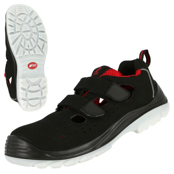 NITRAS MICRO STEP SA, S1P Sicherheitssandalen, strapazierfähige Mikrofaser, schwarz, widerstandsfähige PU / TPU-Laufsohle, Größe: 37, VE: 10 Paar, 7422-37